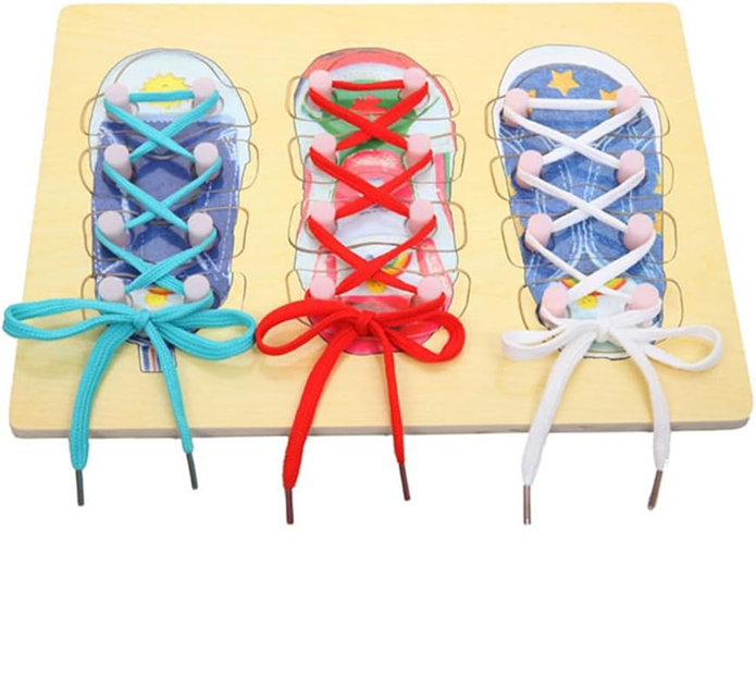 Kids' Wooden Shoe Tying Practice Board